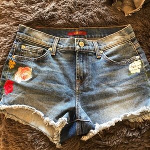 7 for All Mankind Floral Denim Shorts